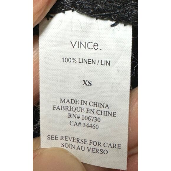 VINCE 100% Linen Open, Nubby Knit Open Front Cardigan Sweater Black - Picture 6 of 7